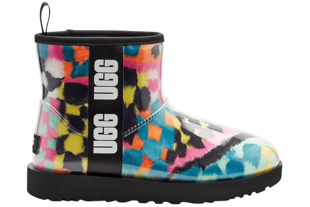 New! UGG Women's Classic Clear Mini Multi-Color Checkerboard Boots - Size 7